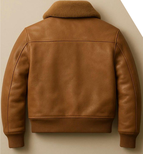 Chaqueta de Cuero Genuino Original para Hombre, Estilo Clásico y Moderno, Cuello Alto, Logotipo Frontal, Transpirable, para Invierno - Product Image 2