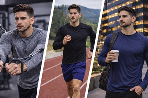 T-shirts à manches longues pour hommes OEM, coupe décontractée, manches longues, respirants, en coton, pour la gym, hiver. - Product Image 3