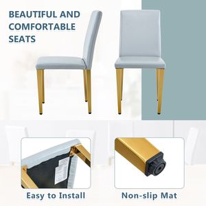 Quatre chaises de salle à manger confortables en PU gris clair, design exquis et polyvalent, accompagnement simple et élégant pour toute salle à manger - Product Image 5