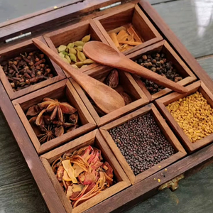 High Quality Durable Eco-Friendly Wooden Spice <b>Box</b> Handcrafted <b>Masala</b> Storage Container Kitchen Use Latest Design Customized - Product Image 1
