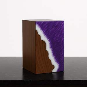 Boîte à bijoux gravée en résine violette faite à la main - Boîte cadeau de luxe moderne pour salon 40x40x25cm - Product Image 3