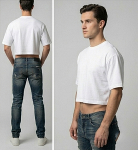 Men's <b>White</b> Boxy T-Shirts Short Sleeve O-Neck Crop Boxy <b>Tee</b> Shirt Men Summer Lightweight Boxy T-Shirt Mens - Product Image 6