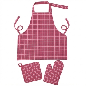 Delantales de tela twill o zeen, delantal a cuadros con guante de horno y juego de protectores de ollas, ropa de cocina - Product Image 5