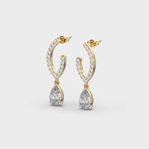 Pendientes de oro amarillo para mujer con diamantes de corte pera cultivados en laboratorio, certificados por IGI, de lujo para boda - Product Image 1