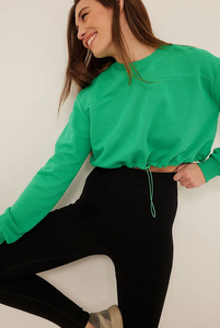 Sudadera Corta para Mujer, 100% Algodón, Cuello Redondo, Estilo Urbano, Informal, para Entrenamiento, de Corte Corto - Product Image 3