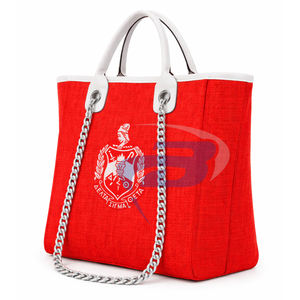 Delta |   Sigma |   Bolsa de Lona Roja Abierta y Resistente de la Hermandad Theta, con Correa de Cadena, Gran Capacidad, Alta Calidad, Bolsa de Moda DST - Product Image 2