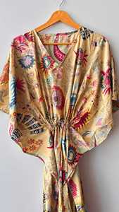 <b>Kaftan</b> Dress Beach Wear <b>Maxi</b> Gown Floral Print Soft Cotton Hand Block Print Wholesale Loose Indian Night Wear <b>Kaftan</b> Dress - Product Image 2