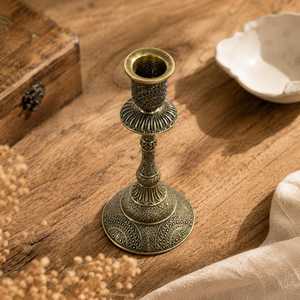 Bronze Vintage Candlestick Holder Ornate Peacock Pattern Taper <b>Candle</b> Stand European Retro Home Decor Romantic <b>Dinner</b> Table - Product Image 2