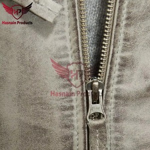 Chaqueta de Cuero Genuino Gris para Hombre, Corte Ajustado, Estilo Motero, Cafe Racer, de Piel de Vacuno, con Hombros Acolchados, Personalizada, Clásica, de Moda - Product Image 4