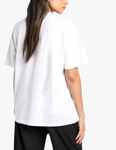 Cheap Price Women's White Oversized T-<b>Shirt</b> Crew Neck Short Sleeve <b>Flame</b> Logo Print Loose Fit 100% Cotton Jersey Casual Style - Product Image 3