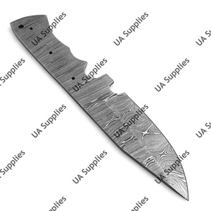 Cuchillo de camping multiusos de acero de Damasco 1095 15N20 forjado a mano, OEM DIY, afilado como una navaja, 58 HRC, hoja completa pulida, punta de gota - Product Image 4