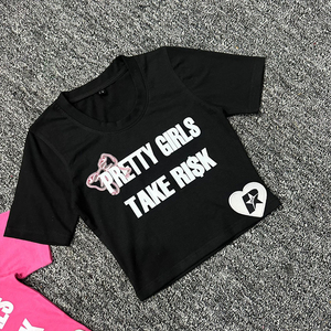 T-shirt confortable à manches courtes et col en V, coupe ample, 100% coton, impression numérique, style décontracté pour homme, rose et noir, 250 grammes - Product Image 5