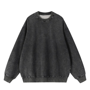 <b>Men</b> Acid Wash 100% Cotton Sweatshirt Oversized Crewneck Spring Custom Logo Printing OEM ODM Bulk Sweatshirt 2027 - Product Image 1