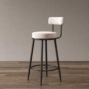 Taburete de Bar Industrial Ajustable con Respaldo, Silla Moderna de Gamuza Beige para Hotel, Taller, Uso Comercial en Exteriores - Product Image 2