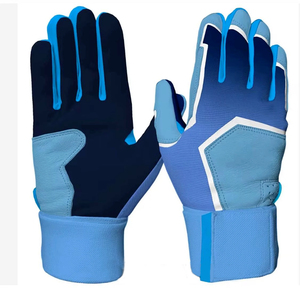 CLASSICAL TRENDS Blue Microfiber Batting <b>Gloves</b> Hook Loop Closure Breathable Padded Pull Unisex Adult Ambidextrous Training <b>Knit</b> - Product Image 1