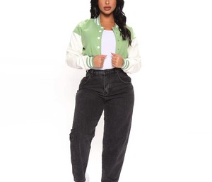 Veste universitaire unisexe personnalisée à prix de gros, entièrement brodée, col montant, logo frontal - Product Image 2