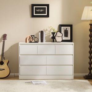 ตู้ลิ้นชัก 7 ลิ้นชัก รุ่นโมเดิร์น 120*40*80 ซม. สีขาว ไม้ปาร์ติเคิลบอร์ด P2 3 ชั้น - Product Image 1