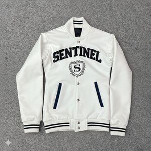 Prefect Cutting Sport Edition Embroidered Genuine Leather Wool Silk Unisex Winter Varsity Jacket <b>Covered</b> <b>Button</b> Closure Front - Product Image 5