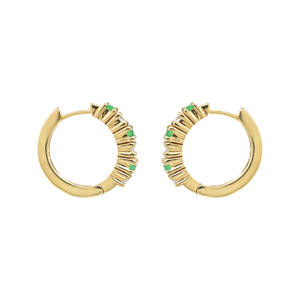 Envío Rápido, Pendientes de Esmeralda Zambiana Natural de Corte Redondo de 2 mm, Pendientes de Aro de Oro Amarillo de 14K, Joyería de Boda al por Mayor - Product Image 5