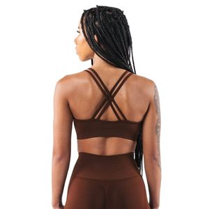 Sujetador Deportivo con Escote Profundo en V para Mujer, Color Marrón, Sujetador Deportivo con Soporte, Secado Rápido, Elástico, para Gimnasio, Ejercicio, Entrenamiento, Ropa Deportiva - Product Image 2