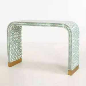 Mesa Taburete Convertible Ecológica con Incrustaciones de Hueso, Diseño Moderno Hecho a Mano, Versátil con Forma de Tambor para Sala, Jardín, Oficina, Hogar, Hotel - Product Image 1