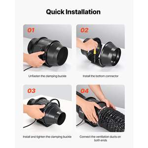Ventilador de conducto en línea silencioso de 6 pulgadas, 380 CFM, potente motor de CA, ventilación para carpas de cultivo interiores, sótanos e industria - Product Image 6