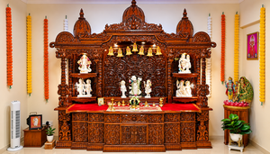Traditional Pooja <b>Mandir</b> Perfect for Indian Homes Solid Teak Wood Handcrafted Luxury Temple Wholesale Manufacturer & Exporter UK - Product Image 2