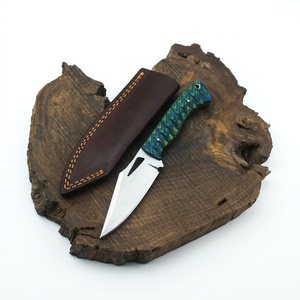 Couteau à dépecer Jexmoo personnalisé fait main, lame en acier Damas cuivré, bord droit, manche en résine avec étui en cuir - Product Image 3