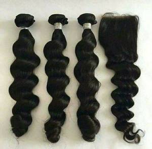 Extensions de cheveux humains indiens Remy de haute qualité, doux et en vrac, avec pointes doublement tirées, styles lisses et ondulés effet eau - Product Image 1