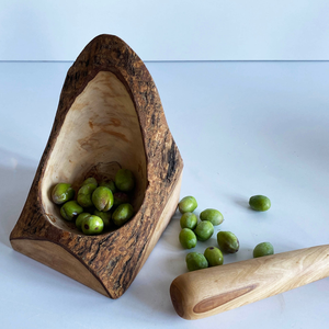 Ensemble mortier et pilon en bois rustique, broyeur d'épices en bois naturel, bol pour écraser les herbes, outil de broyage traditionnel de cuisine, fait main - Product Image 4