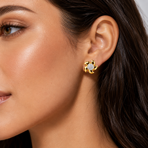Namivaa Floral <b>Stud</b> <b>Earrings</b> for Women High Polish Bezel Setting Daily Wear Party Wedding Jewelry Gift - Product Image 1