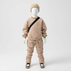 Fabricant de vêtements pour enfants, streetwear personnalisé, ensembles 3 pièces, ensembles de survêtements pour enfants, ensemble de jogging, survêtements pour garçons effet délavé avec bonnet - Product Image 1
