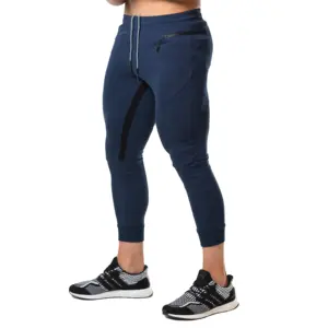Custom Logo Cotton Track Pants Gym 3/4 Mens Joggers With Zipper Pocket track pants
