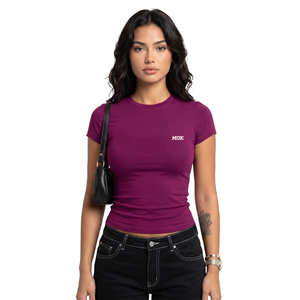 Nueva Camiseta de Mujer Personalizada con Serigrafía, Corte Ajustado, Top Corto, Manga Corta, Tejido Elegante para Uso Diario - Product Image 1