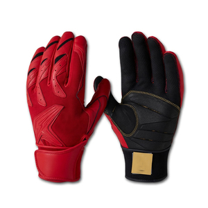 <b>White</b> & Black Leather Baseball Batting Gloves Full Finger Breathable Hook And Loop Closure Right-Handed Adult Size - Product Image 5