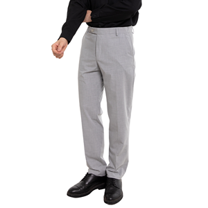 Men's <b>Light</b> Gray Formal <b>Trousers</b> Straight Fit Polyester Anti-Wrinkle Side Pockets Mid Waist Button Fly Autumn Wear - Product Image 1