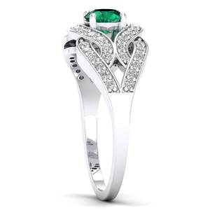 REYES ดีไซน์หรูหรา ทองคำแท้ 14K ทรงกลม ประดับมรกต 0.5 กะรัต พร้อมแหวนมอสซาไนต์ สำหรับผู้หญิง เครื่องประดับชั้นดีสุดคลาสสิก - Product Image 3