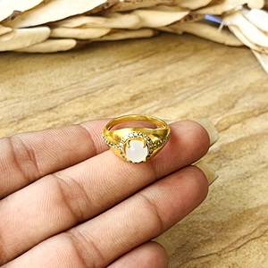 Latest Unique Quartz Gold <b>Ring</b> Boho Brass <b>Rings</b> For Women 18k Plated Halo Band Vintage <b>Statement</b> Jewelry for Wholesale/OEM/ODM - Product Image 3