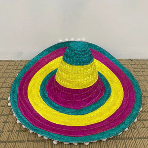Sombreros de paja mexicanos de ala ancha coloridos de Vietnam para pedidos al por mayor para fiestas y eventos culturales, fiestas informales, bodas, verano y playa - Product Image 1