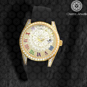 Reloj de Cristal de Lujo para Mujer Charm Jewells, Analógico de Cuarzo, Esfera Cuadrada en Oro Amarillo de 38 mm, Estilo Joyería de Moda - Product Image 5
