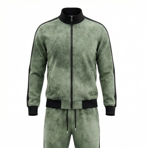 Custom <b>Reflective</b> Logo Acid Wash Printed Tracksuit For Men Cotton Streetwear Heavyweight Training Jogging Hooded Outfits - Product Image 1