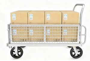 Carro de Plataforma Industrial Silencioso de Cuatro Ruedas Plegable de Acero Inoxidable con Superficie Galvanizada de Zinc, Capacidad de 500 kg, Valla Incluida para - Product Image 2