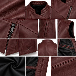 Men's Fashion & Designer Leather <b>Vests</b> | <b>Grey</b> Black Burgundy Brown Blue | OEM ODM Manufacturer | Premium Design Quality | - Product Image 4
