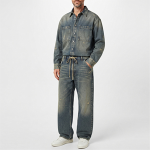 Vintage Wash <b>Denim</b> Two Piece Set <b>Custom</b> <b>Denim</b> <b>Jacket</b> Men Wash Fashion Jeans Manufacturer <b>Denim</b> Jeans Tracksuit Men's - Product Image 1