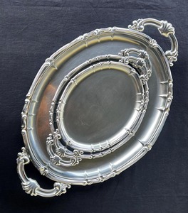 Classic Design Stainless Steel Designer Oval Shaped Dish Border Design Silver Color Finishing Platter and Tray Home <b>Decor</b> - Product Image 2