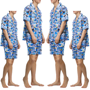 Conjunto de Pantalones Cortos Térmicos de Punto con Estampado Completo para Hombre, Ropa de Dormir Transpirable de Poliéster de Lujo - Product Image 5
