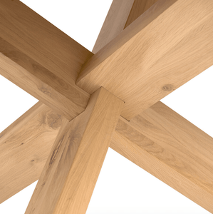 Table à manger ronde en bois, design scandinave moderne, base en bois massif, meuble stable pour la salle à manger - Product Image 3
