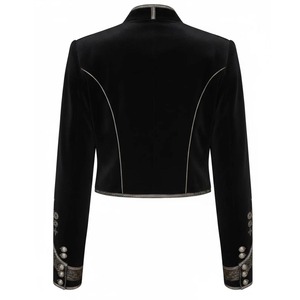 Men's <b>Black</b> <b>Wool</b> Hussar Jacket With Gold Embroidery Stand Collar Formal Winter <b>Coat</b> Short Length Slim Fit - Product Image 1