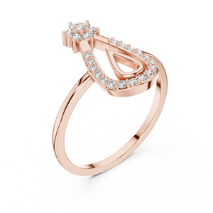 Bague halo en or rose en forme de goutte d'eau avec grappe florale de diamants de laboratoire |   Bague de fiançailles élégante en forme de poire pour femme - Product Image 3