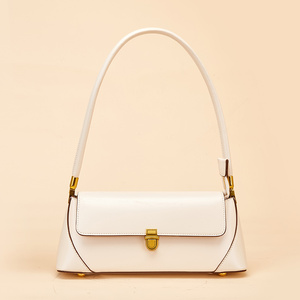 Bolso de Mano de Cuero Genuino Marrón de Diseño para Mujer, Bolso de Hombro Minimalista de Moda con Cierre, Logotipo Personalizado, Uso Diario - Product Image 2